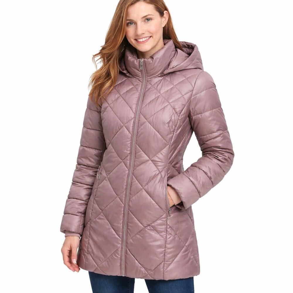 NWT Andrew Marc Long Puffer Jacket Plum XL Hooded